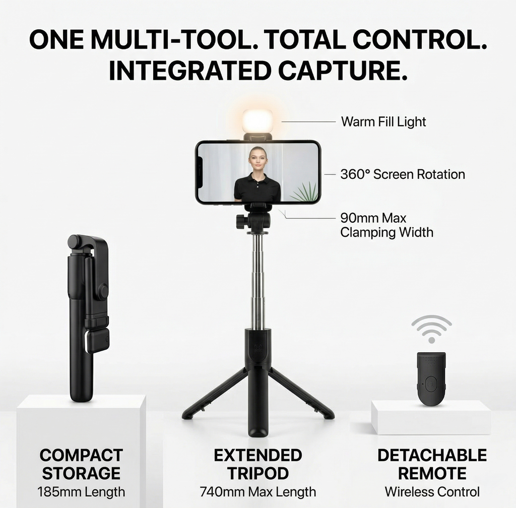 StudioPod™ | 4-in-1 Extendable Flash Tripod with Wireless Shutter Control