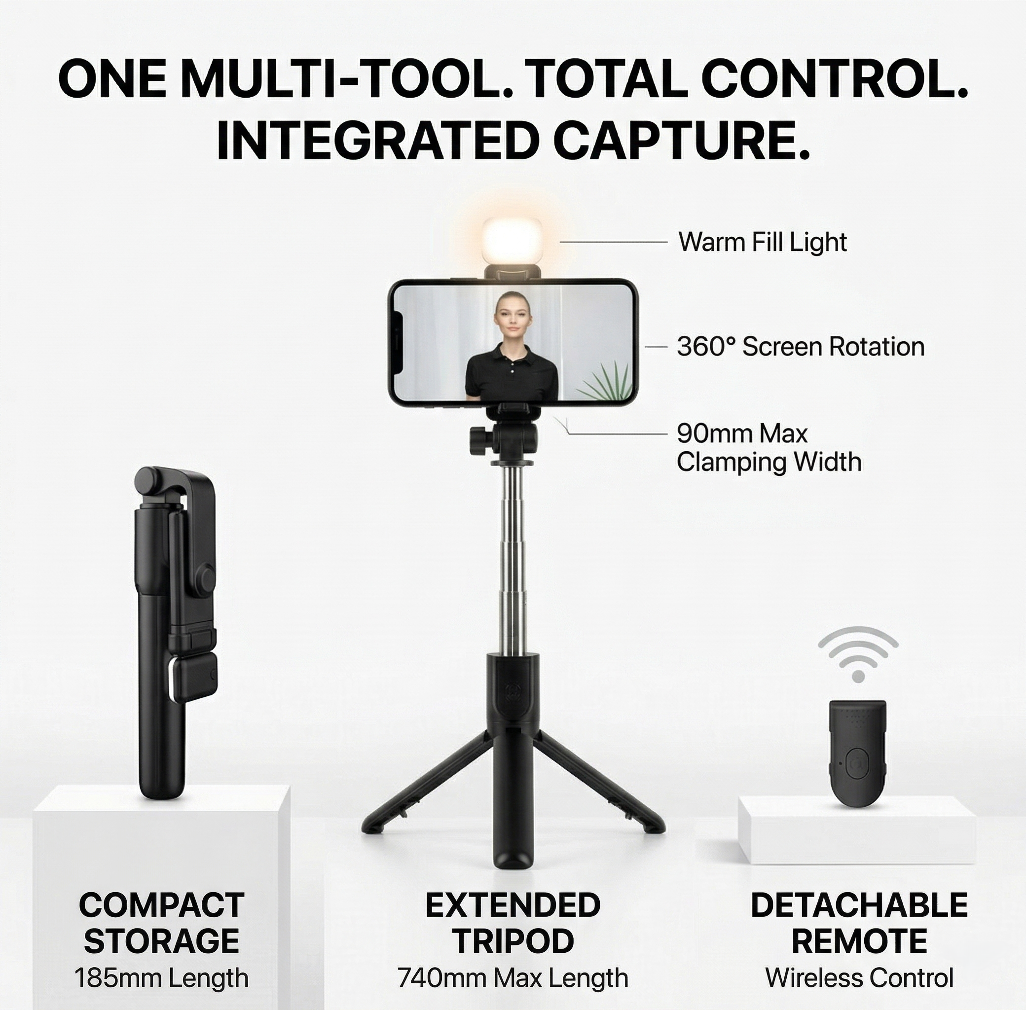 StudioPod™ | 4-in-1 Extendable Flash Tripod with Wireless Shutter Control