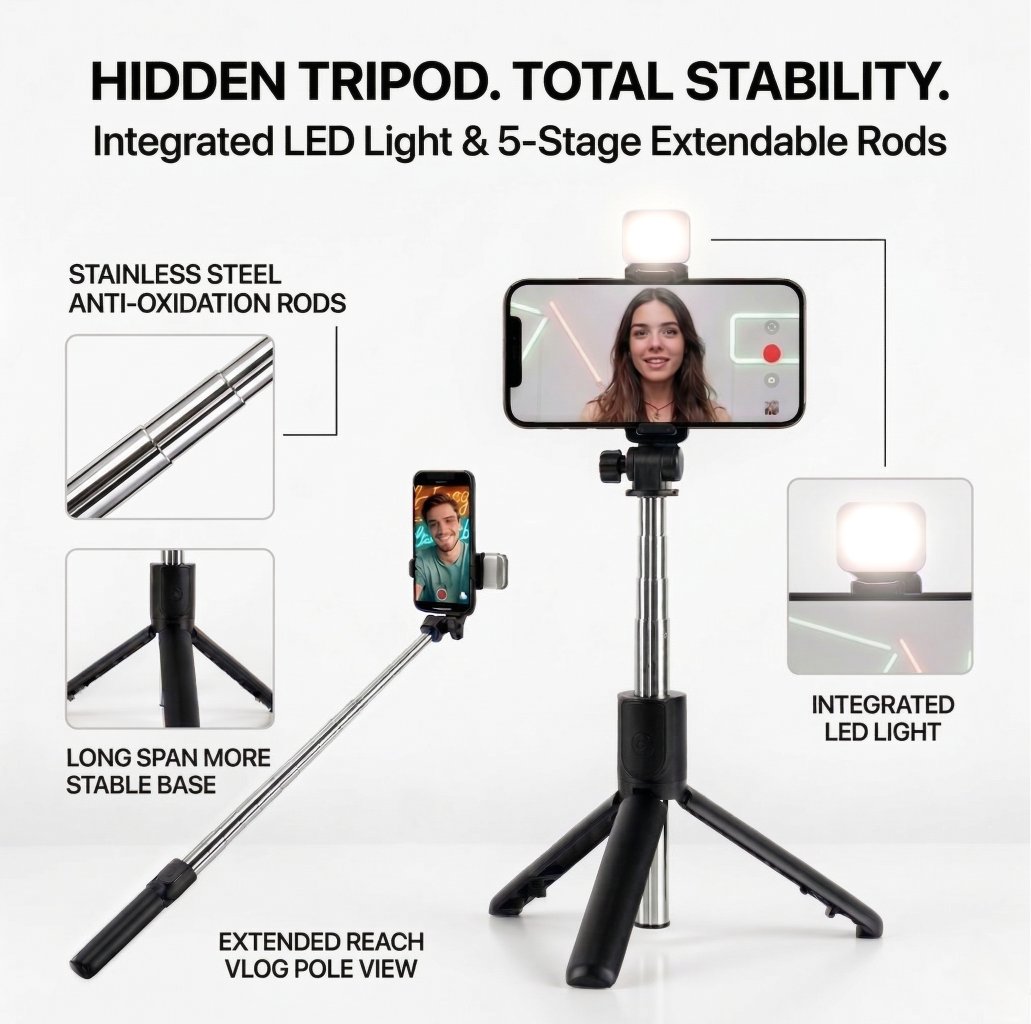StudioPod™ | 4-in-1 Extendable Flash Tripod with Wireless Shutter Control